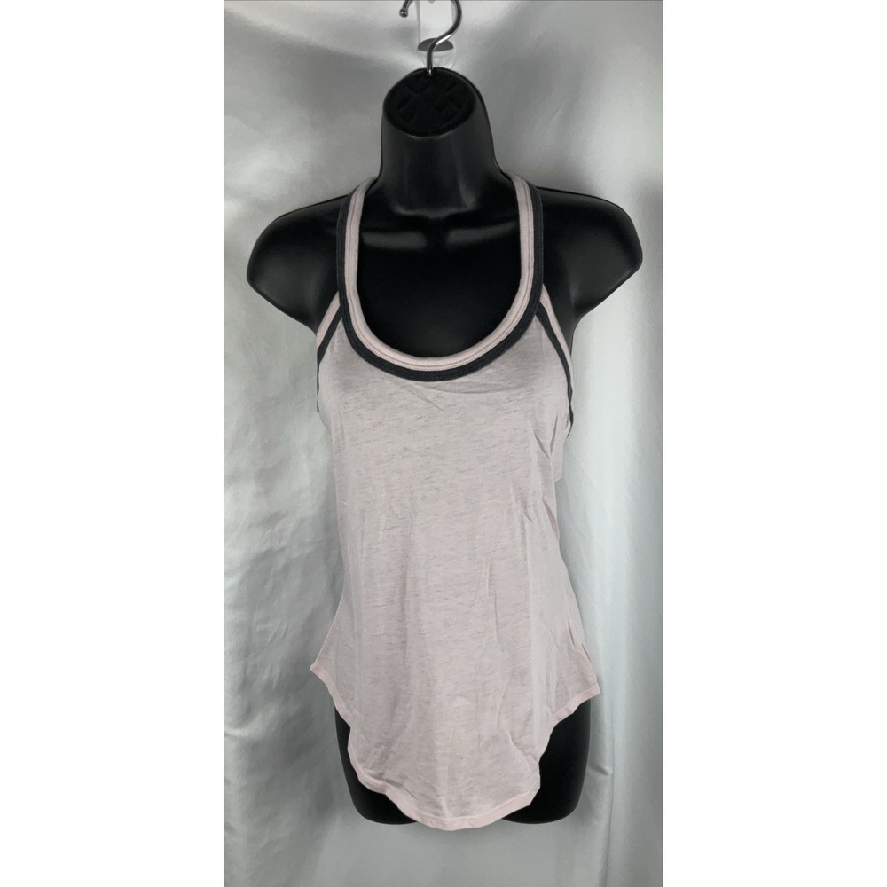 Chaser Women's Size M Pink Racerback Tank Top Black Trim Cotton Blend CW7681 NWT